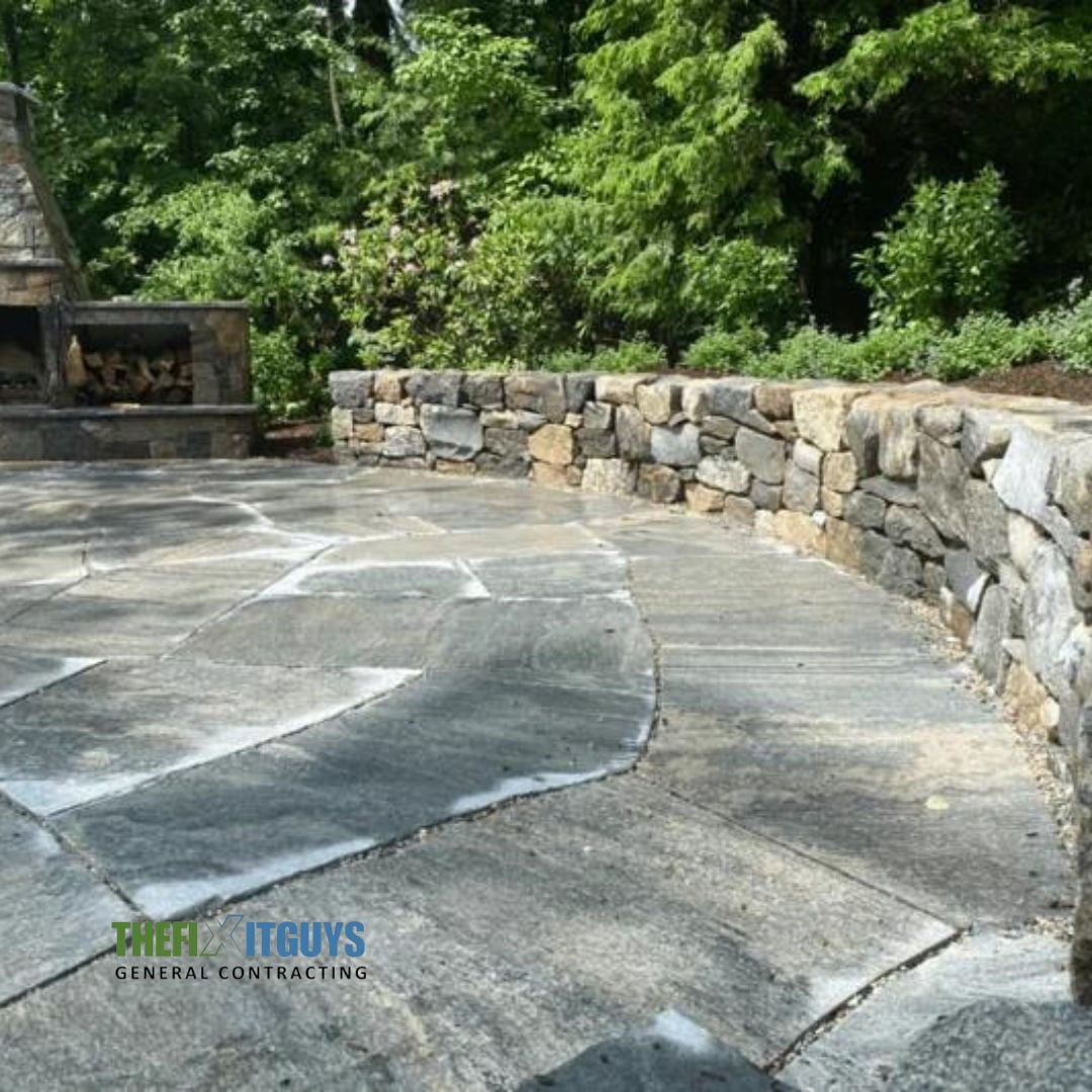 natural stone retaining wall project