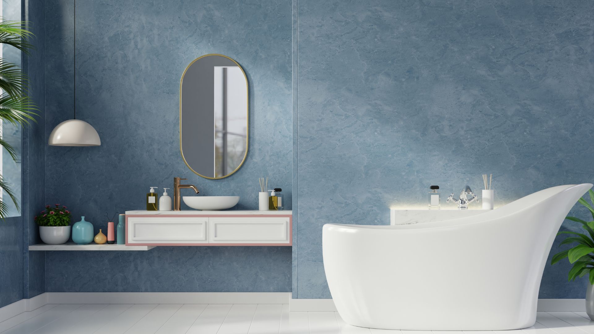 Elevate Your Space with 6 Serene Shades of Blue Bathroom Tiles