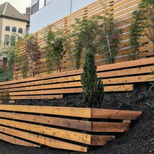 wooden retaining wall